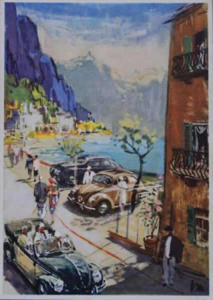 Volkswagen Beetle 1958 Factory-Postcard "Unvergessenes Erleben" Victor Mundorff (8061)